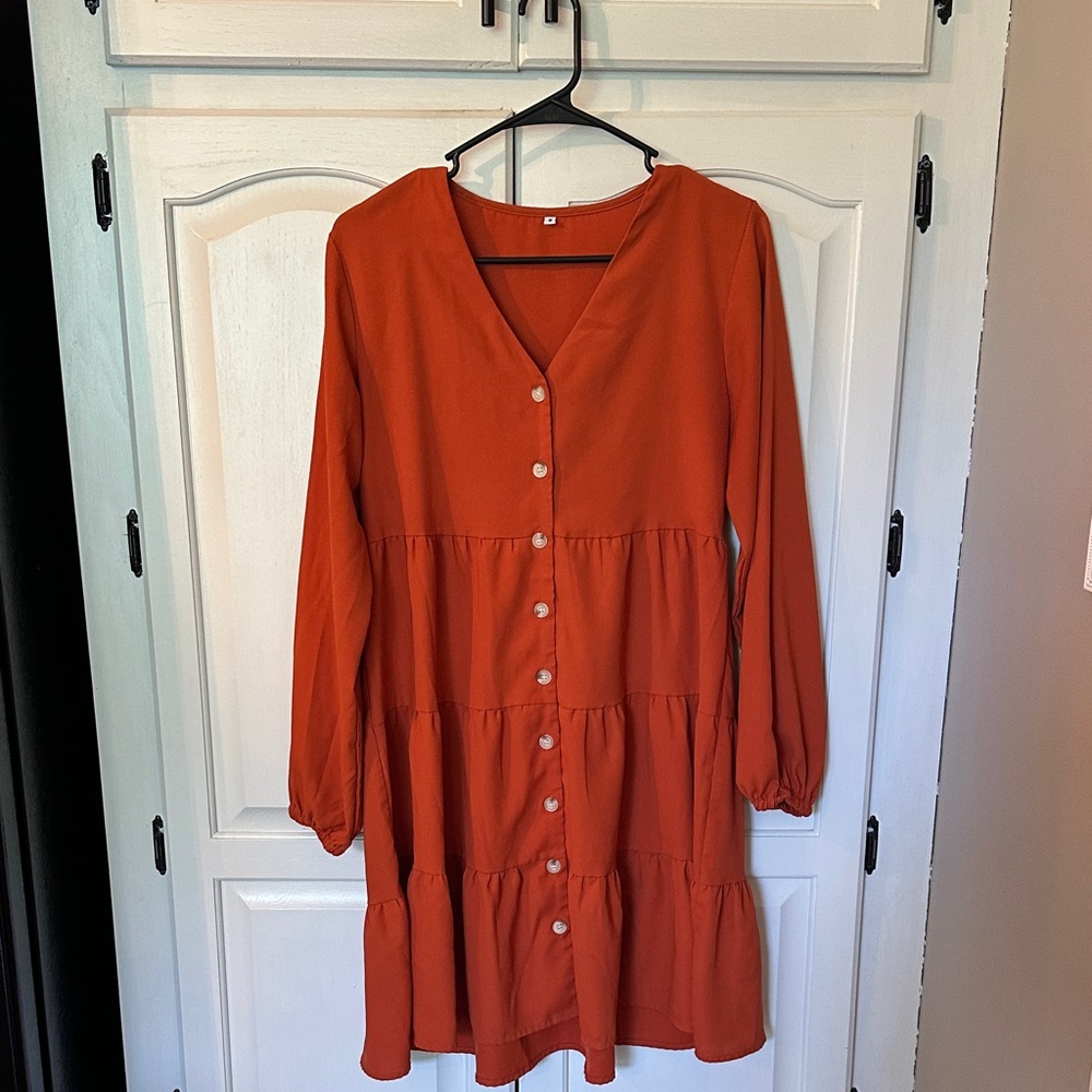 Rust Orange Button-Down Dress; Purchased on Amazon; wore 1 time